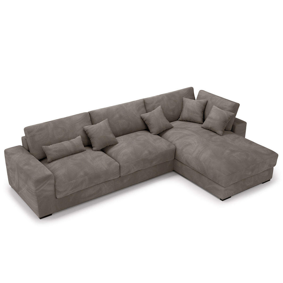 ECKSOFA mit Longchair - Schwarz/Braun, Kunststoff/Textil (340/205cm) - home24