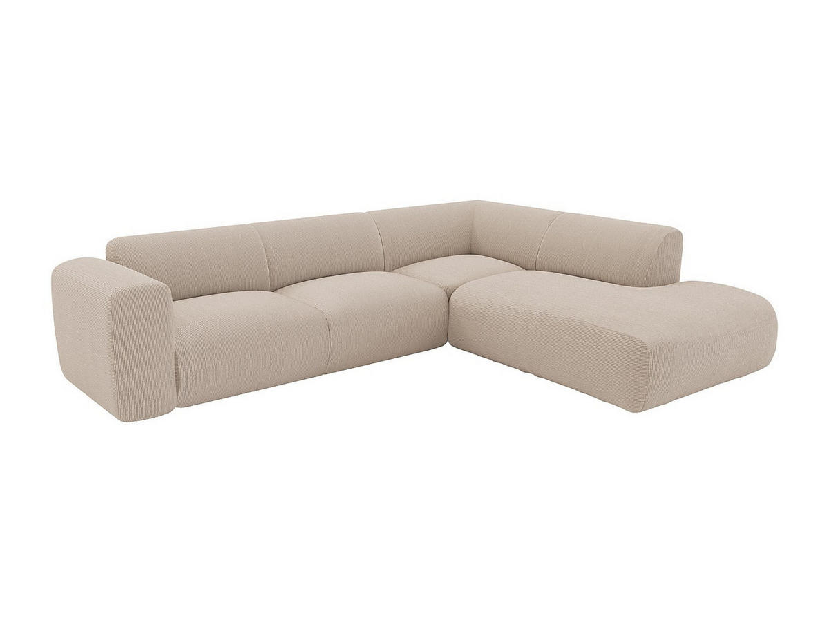 SOFA ohne Schlafmöglichkeit - 6 Personen - Samt, Stoff - Beige - - Beige, Textil (269/221cm) - Vente-Unique