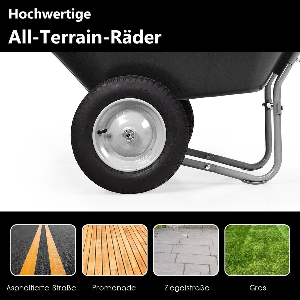 SCHUBKARRE Schwarz - Schwarz, Metall (65/65/140cm) - COSTWAY