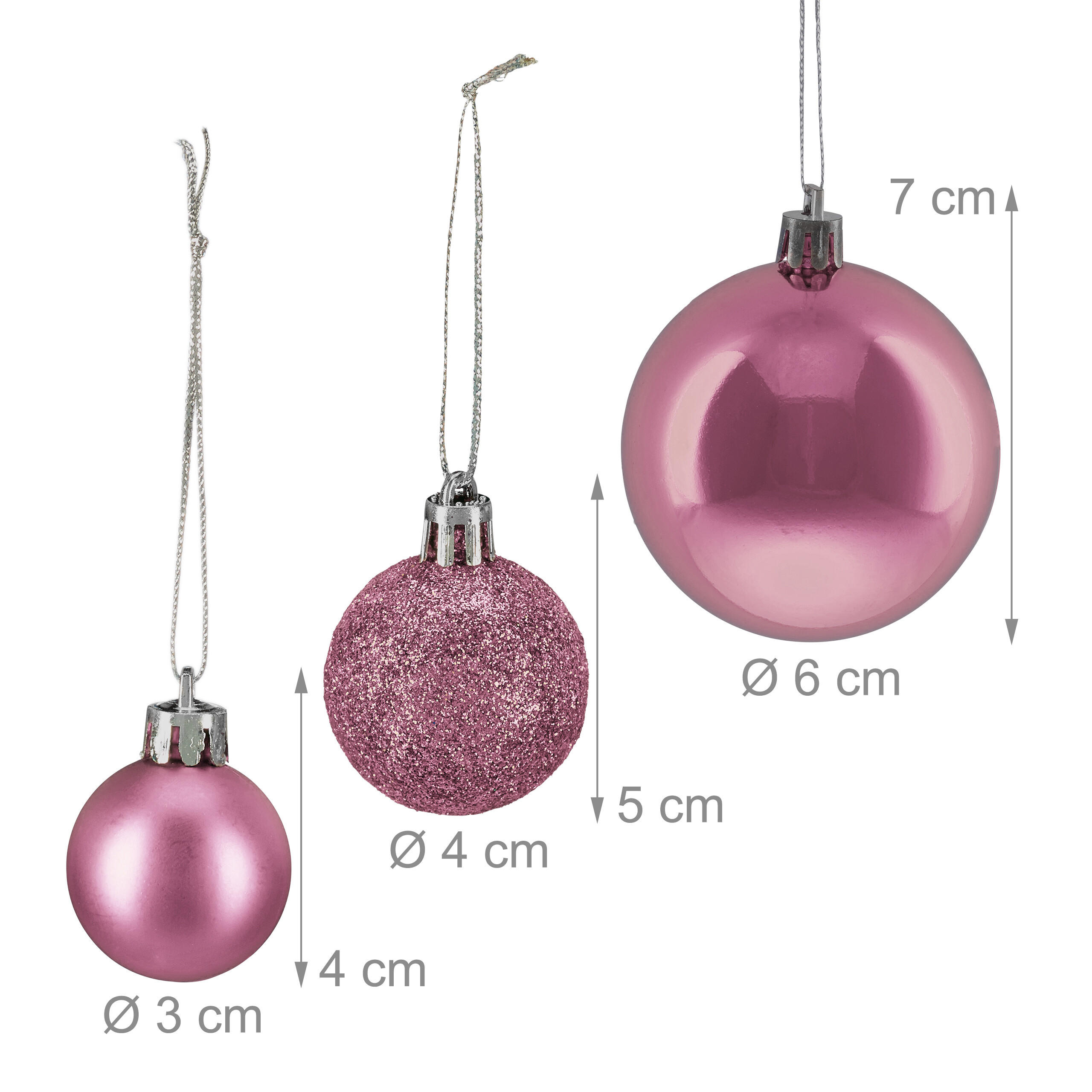 Thumbnail - Relaxdays 138Xweihnachtskugeln, Rosa, Kunststoff, Rund, 6x7x6 cm, Dekoration, Weihnachtsdekoration, Weihnachtsbaumschmuc...