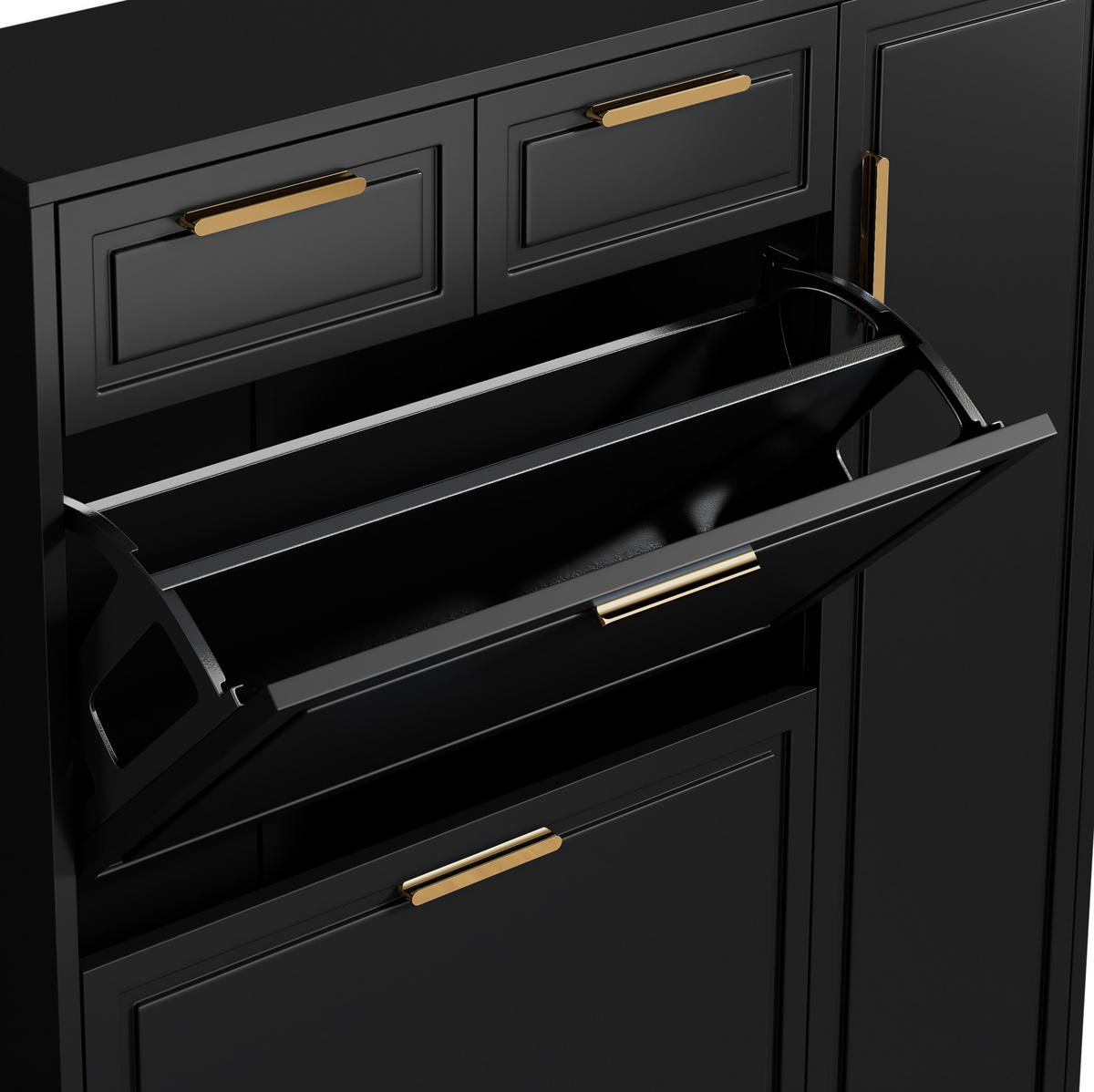 SCHUHSCHRANK aus Spanplatte & MDF 95x24x107.5cm in Schwarz mit Schubladen - Schwarz, Holzwerkstoff (95/107.5/24cm) - Modfu