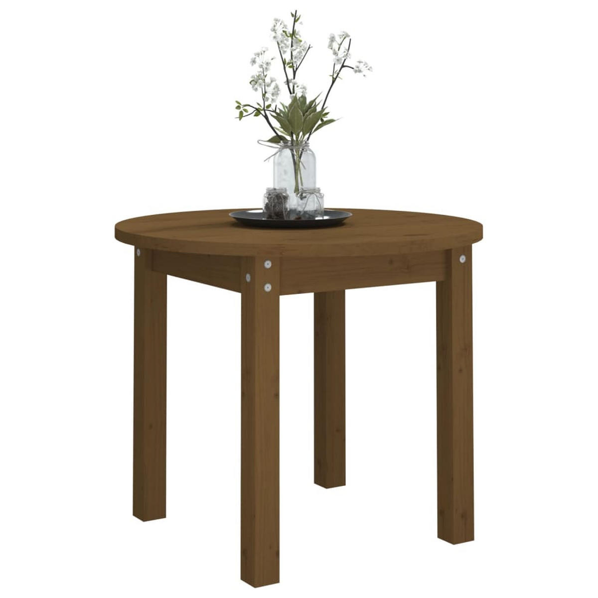 COUCHTISCH Honigbraun Ø 55x45 cm Massivholz Kiefer - Dunkelbraun, Holz (55/55/45cm) - furnicato