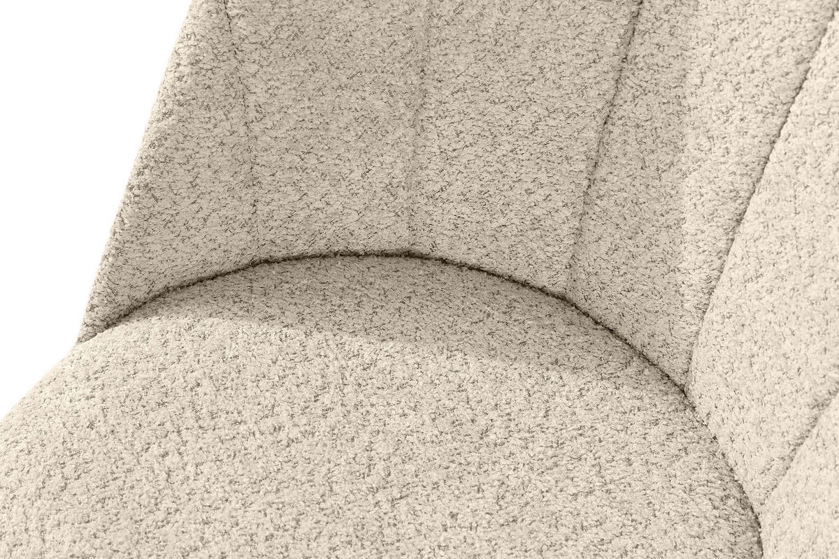 POLSTERSTUHL BAKERI Esstischstühl, 2-er Set, Bouclé - Creme/Schwarz, Holz/Textil (48/86/44cm) - KONSIMO®