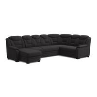 WOHNLANDSCHAFT mit Schlaffunktion und Bettkasten – weiches Chenille-Gewebe - Anthrazit/Schwarz, Holz/Kunststoff (211/99/330cm) - Cotta