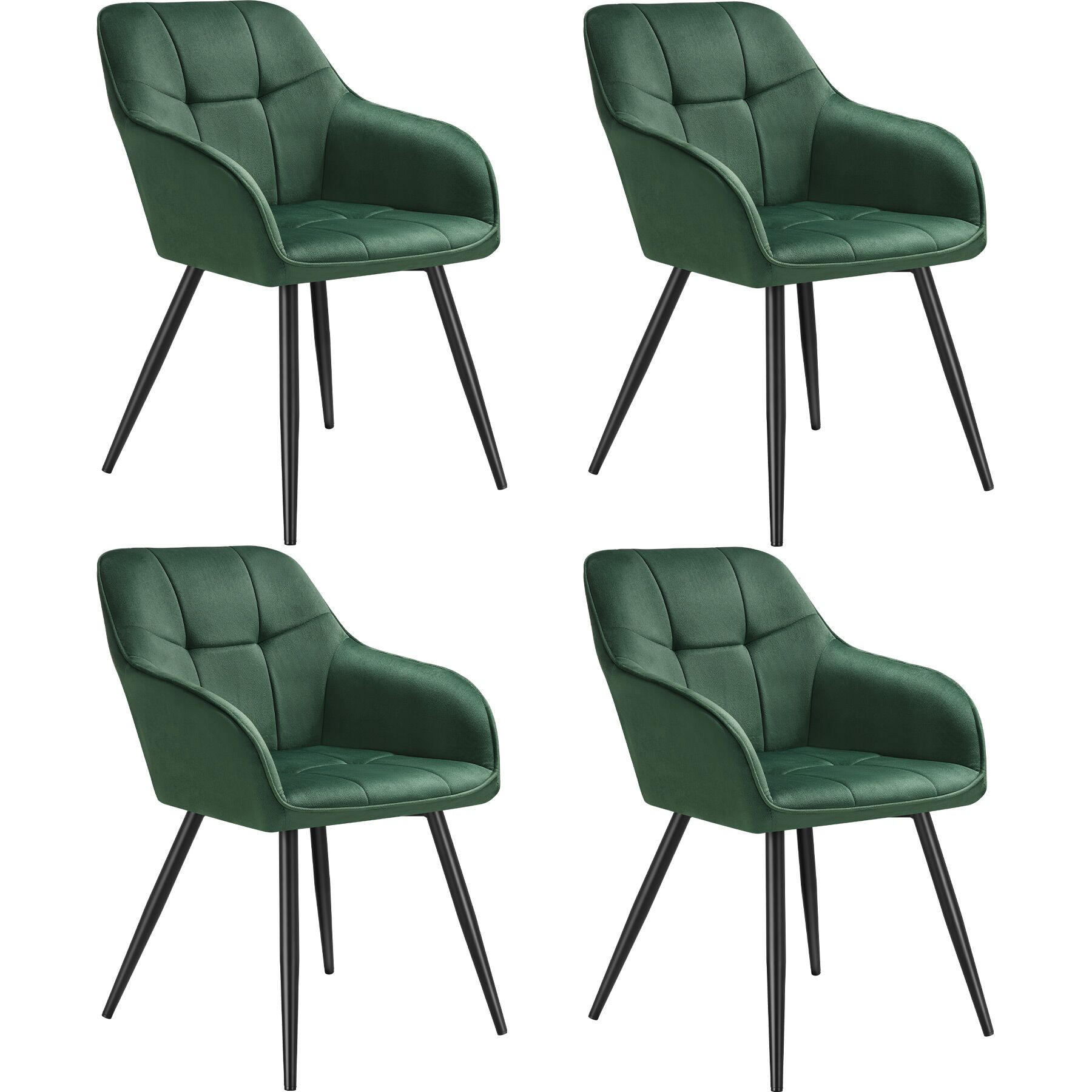 ESSZIMMERSTUHL 4er Set Marilyn 58 x 62 x 82 cm dunkelgrün/schwarz - Dunkelgrün/Schwarz, Kunststoff (58/82/62cm) - tectake