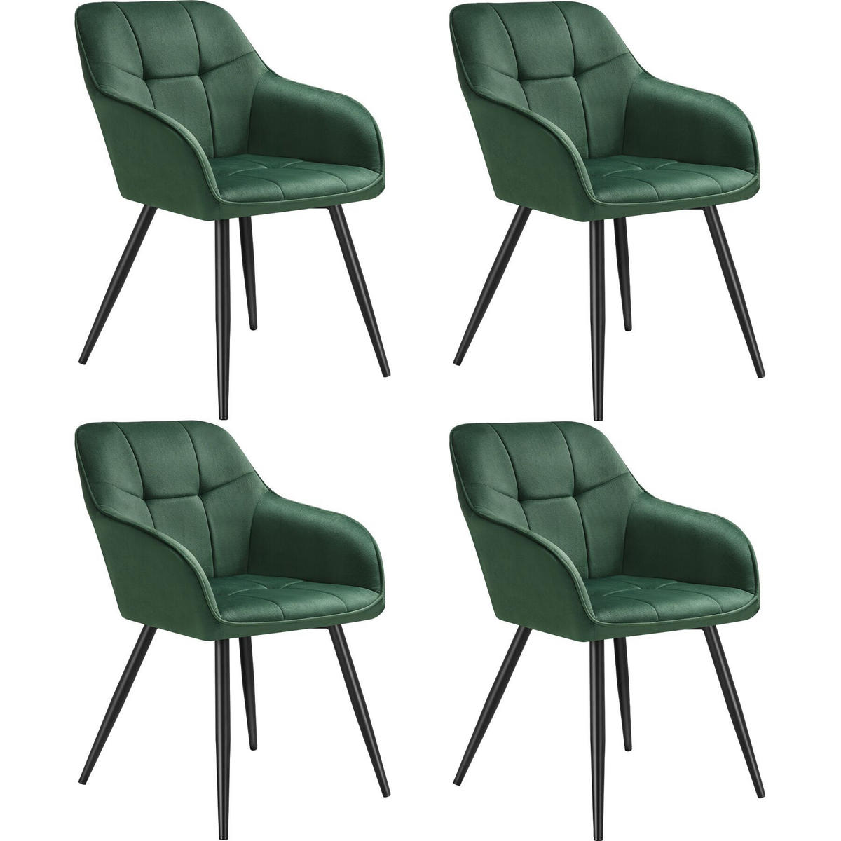 ESSZIMMERSTUHL 4er Set Marilyn 58 x 62 x 82 cm dunkelgrün/schwarz - Dunkelgrün/Schwarz, Kunststoff (58/82/62cm) - tectake