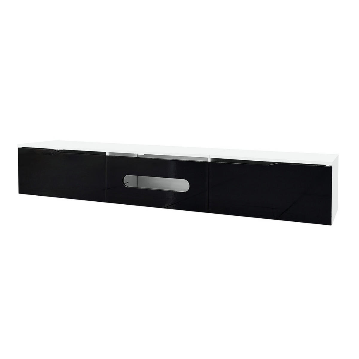 TV-SCHRANK 180cm Hochglanz 16-Farben-LED wandmontierbar Schwarz-Weiß - Weiß, Holz (46/16.5/133cm) - FLIEKS