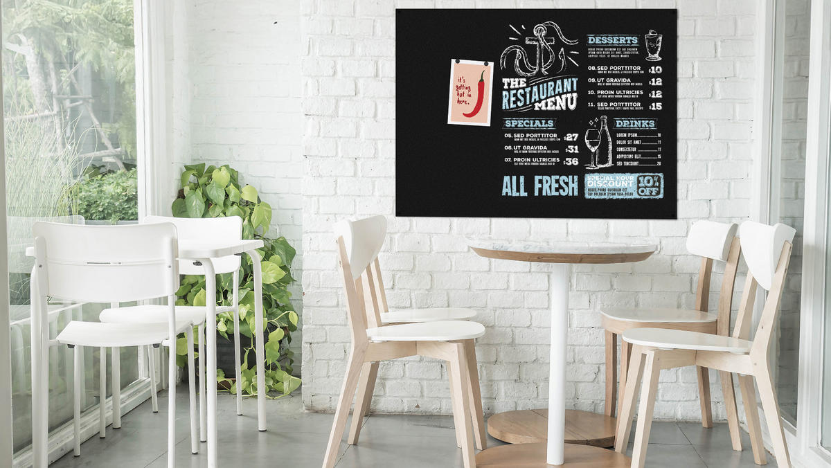 MAGNETPLATTE rahmenloses SLIMboard - Kreideoberfläche - 120x90 cm - Schwarz, Metall (120/90/0.3cm) - ALLboards