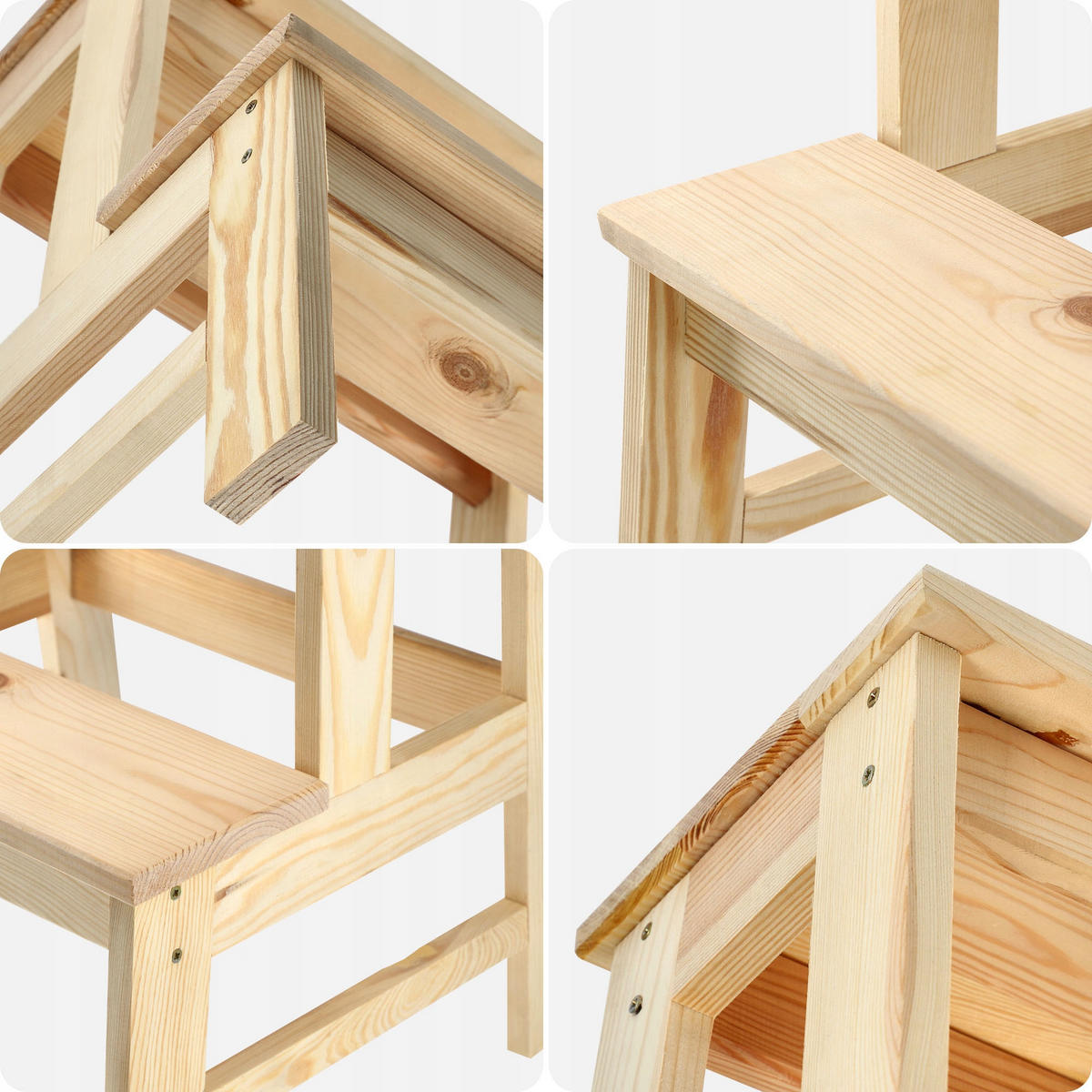 LEITERHOCKER aus Holz 40 x 50 cm - Naturfarben, Holz (40/35cm) - KADAX