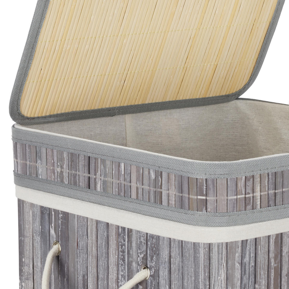 WÄSCHEKORB - Grau, Holz/Textil (36/63/36cm) - Relaxdays