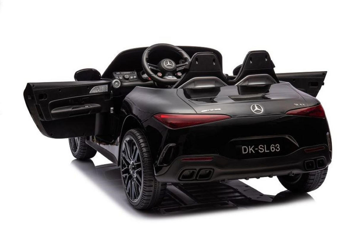 KINDER ELEKTROAUTO Mercedes SL63 AMG schwarz EVA-Reifen, Stoßdämpfer, lizenziert, Fernbedienung, Bluetooth - Schwarz, Kunststoff (125/75/50cm) - Es-Toys