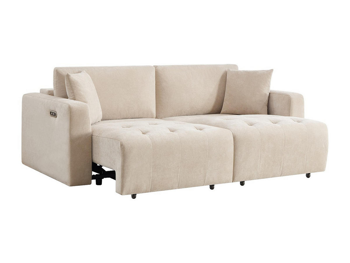 3-SITZER-SOFA mit elektrisch verstellbaren Sitzflächen in beigem Stoff - DIMARIAS - Beige, Textil (210/86/107cm) - Vente-Unique