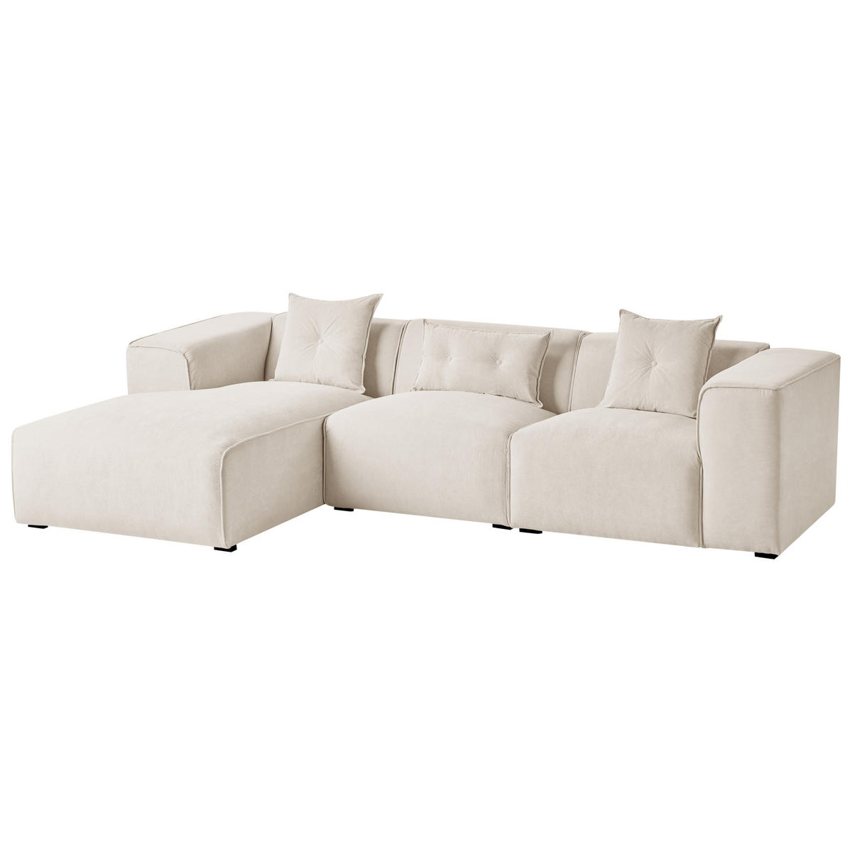 ROHOVÁ POHOVKA 3-místná Manšestr Krémově bílá pravostranná Dolva - krémová, textil (294/170cm) - Beliani