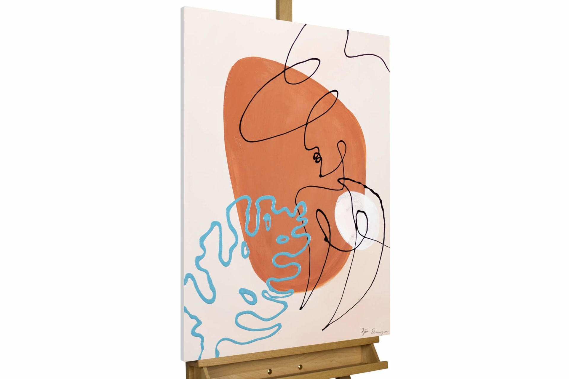 ACRYLBILD HANDGEMALT 60/90 cm - Pink/Beige, Holz/Textil (60/90cm) - KUNSTLOFT