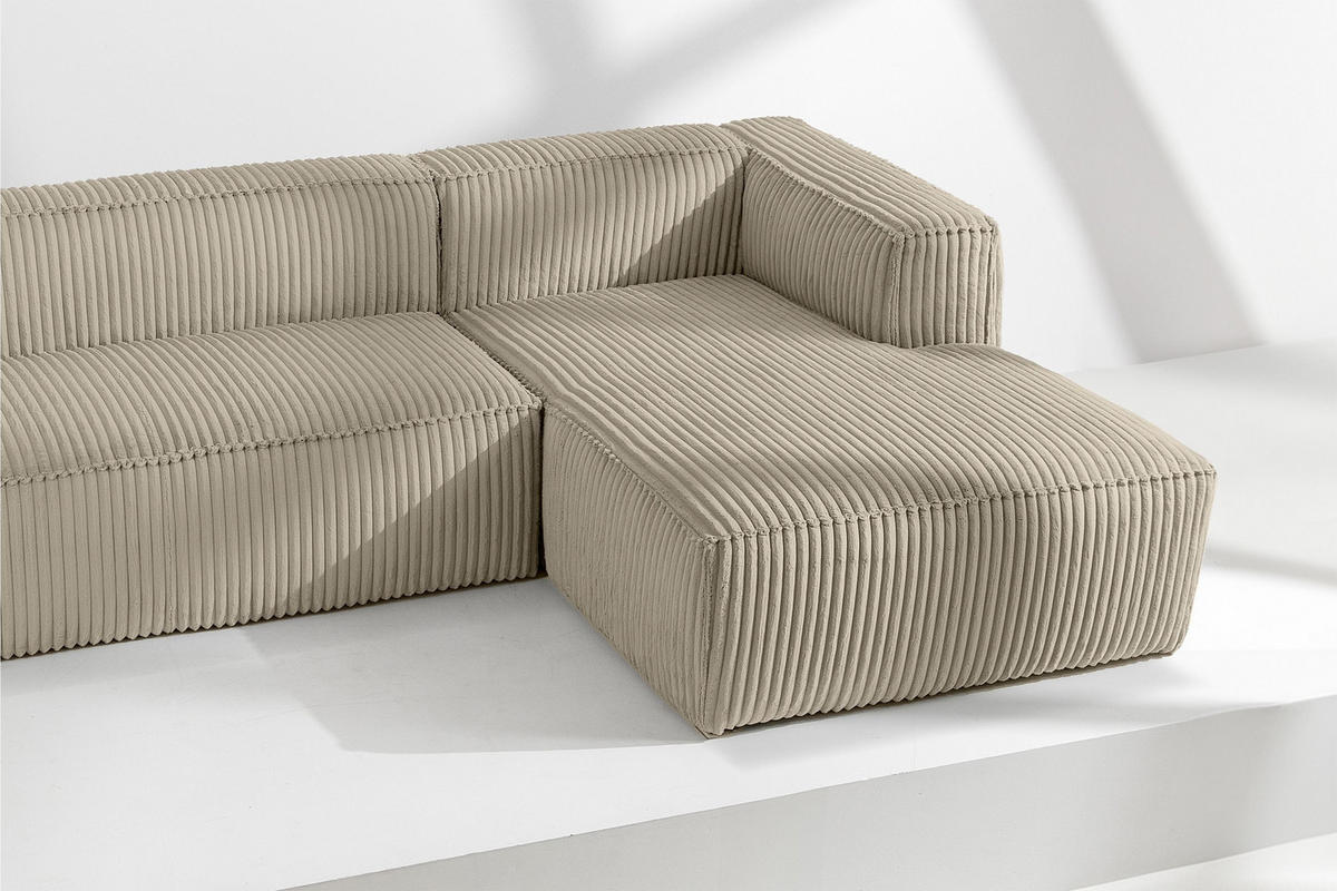 ECKSOFA-RECHTS FEROX Modern, Cord-Stoff, beige - Beige, Textil (305/175cm) - KONSIMO®