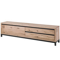 TV-BOARD Wildeiche 220x40x56 bianco geölt VILLANDERS #254 - Beige, Holz (220/56/40cm) - Massivmoebel24