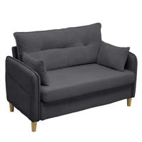 2-SITZER-SOFA DE-33995 mit Seitentaschen Dunkelgrau - Dunkelgrau, Holz (75.5/83/127cm) - ComfortXL