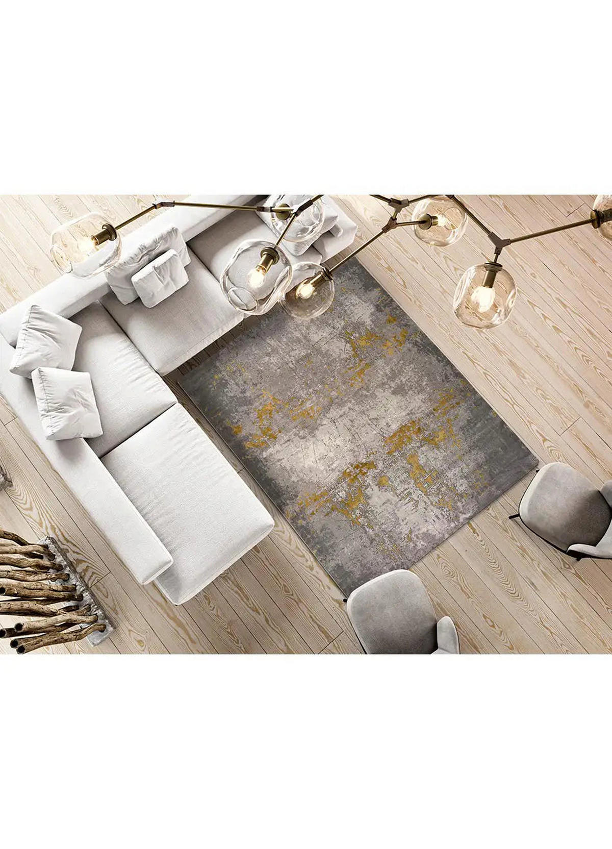 WEBTEPPICH Grau / Senf Mesina 80/150 cm - Dunkelgelb/Grau, Naturmaterialien/Textil (80/150cm) - Atticgo