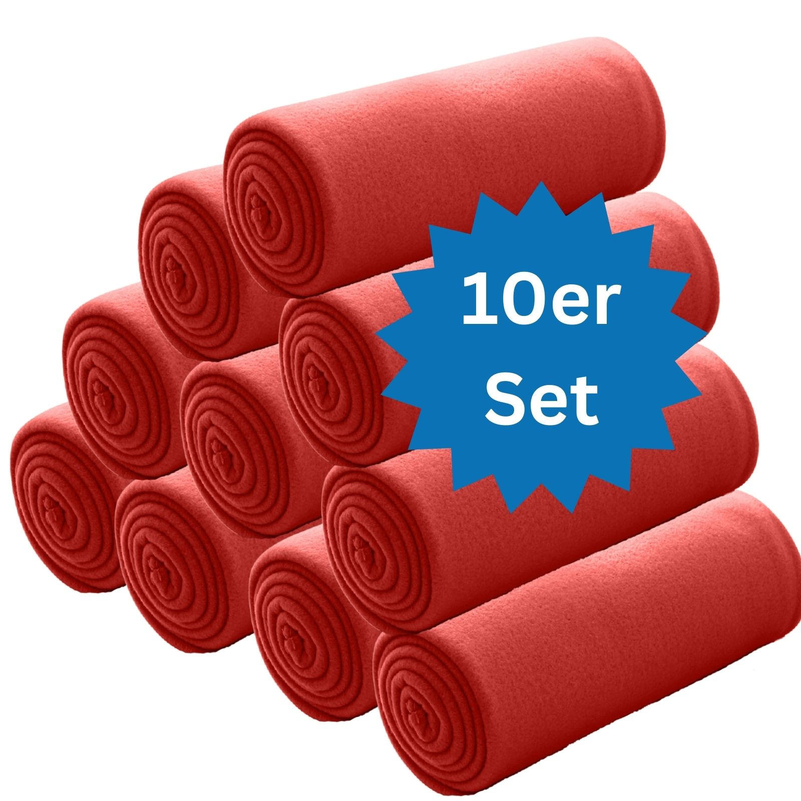 FLEECEDECKE 10er Set rot 130/160 cm Kettelrand Anti-Pilling - Rot, Textil (130/160cm) - wometo