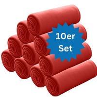 FLEECEDECKE 10er Set rot 130/160 cm Kettelrand Anti-Pilling - Rot, Textil (130/160cm) - wometo