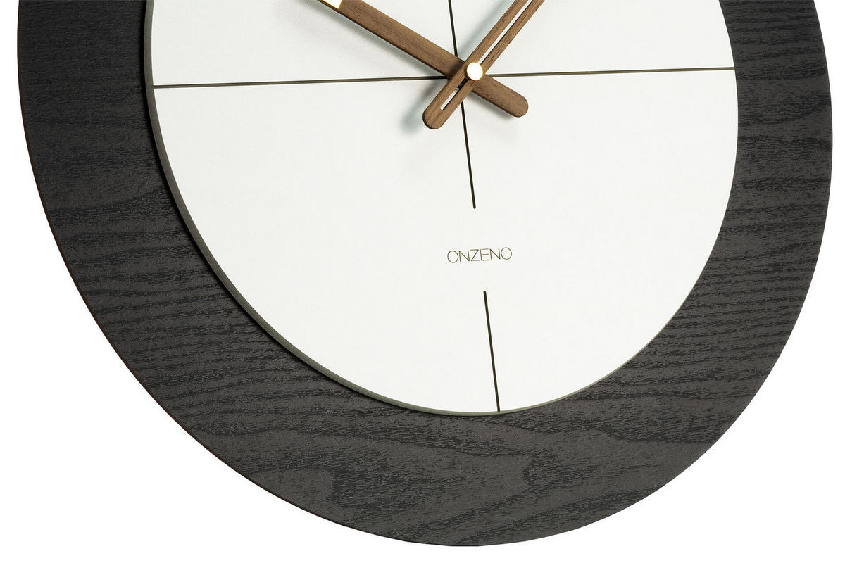 WANDUHR Design Schwarz-Weiß 40/40 cm - Schwarz, Holzwerkstoff (0.78/40/1cm) - ONZENO