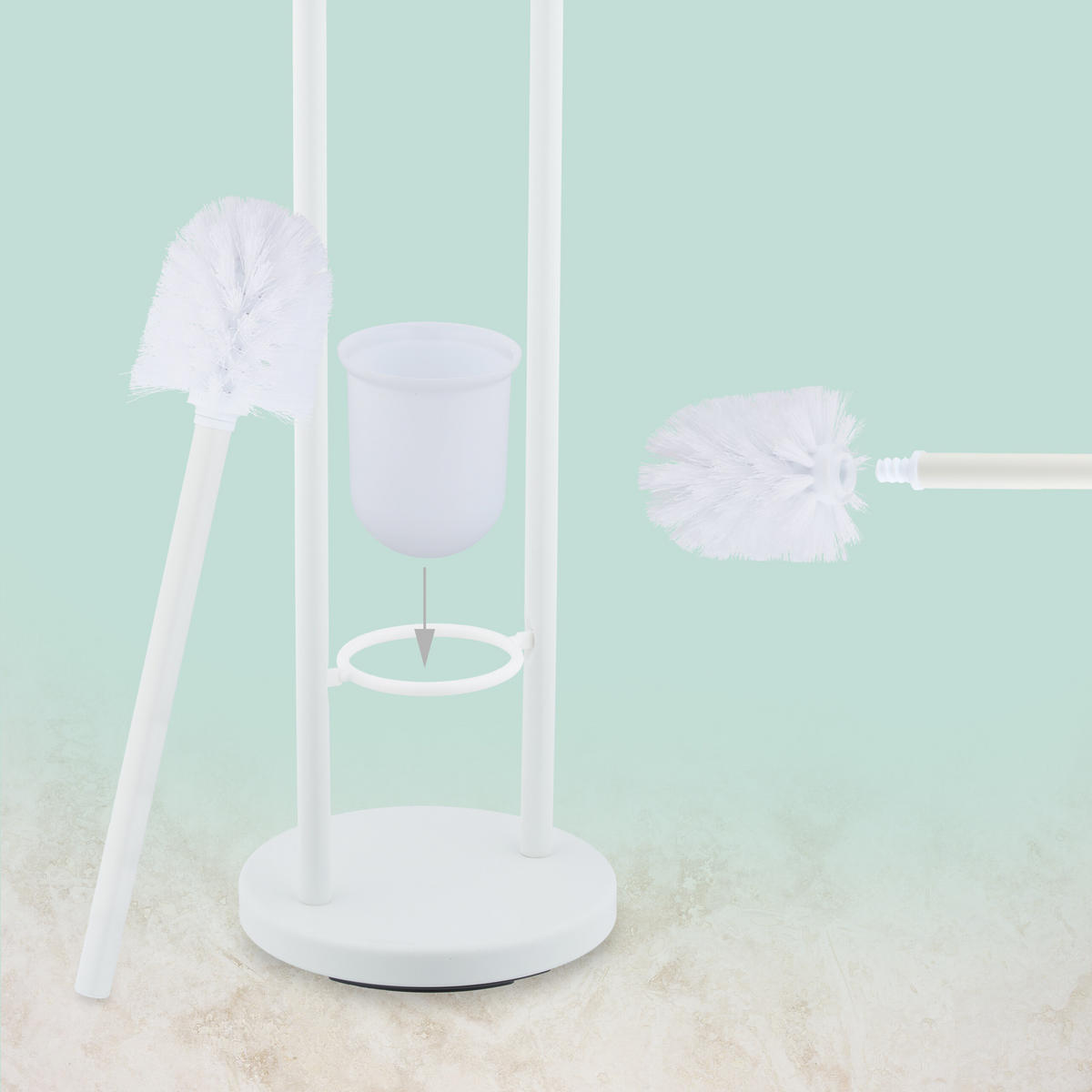 WC-GARNITUR - Weiß, Kunststoff/Textil (22/79/22cm) - Relaxdays