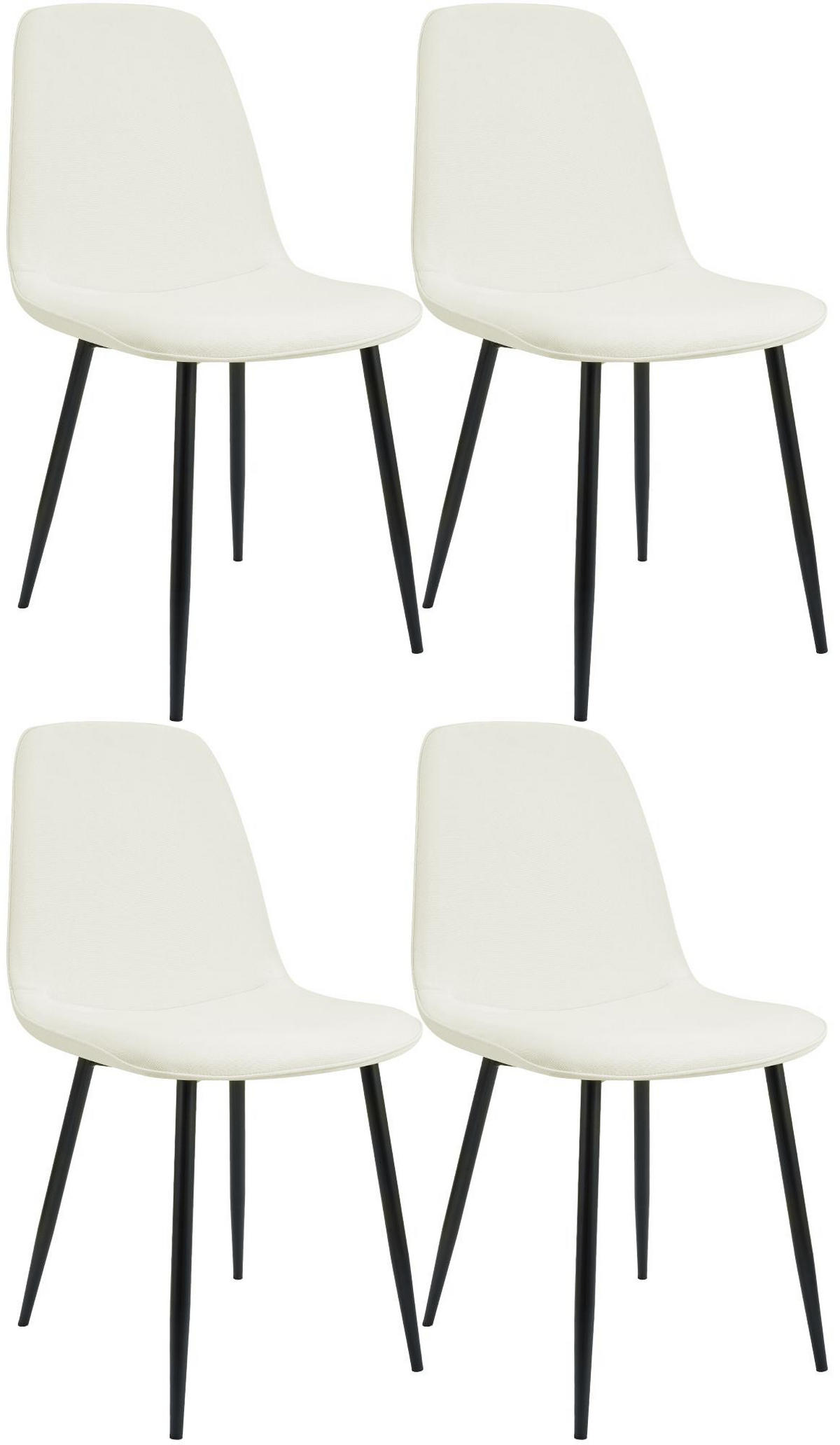 ESSZIMMERSTUHL 4er Set Stoff Creme - Creme/Schwarz, Textil/Metall (45/88/54cm) - CLP
