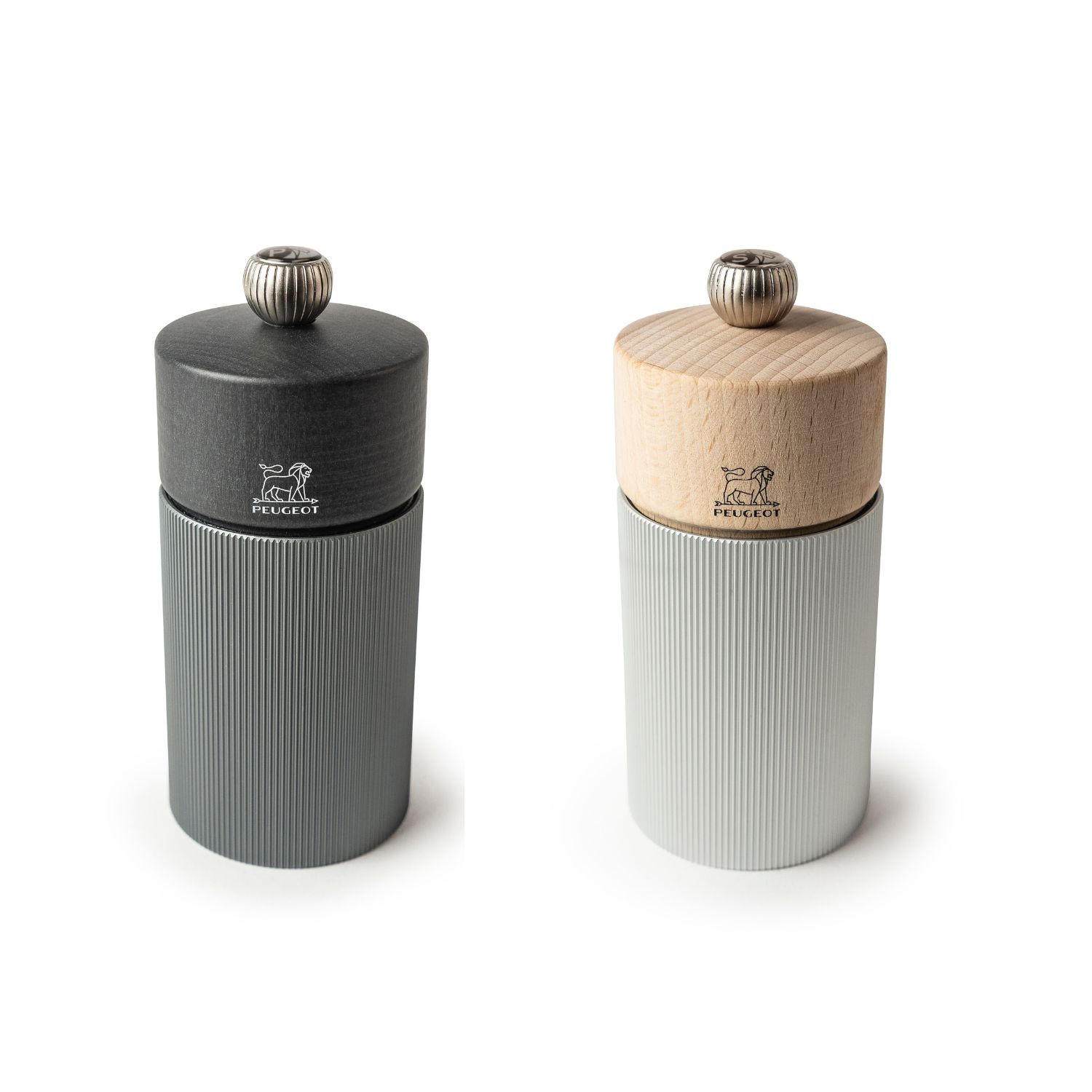 MÜHLENSET Line 12cm Pfeffer- & Salzmühle Carbon/Natur Stahlmahlwerk - Grau, Metall (5.5/12/5.5cm) - PEUGEOT