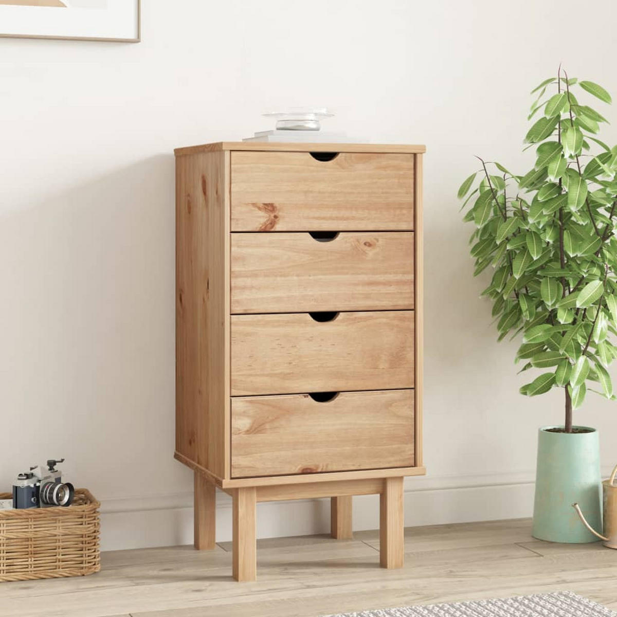 SCHUBLADENSCHRANK OTTA 45x39x90 cm Massivholz - Braun, Holz (45/90/39cm) - furnicato