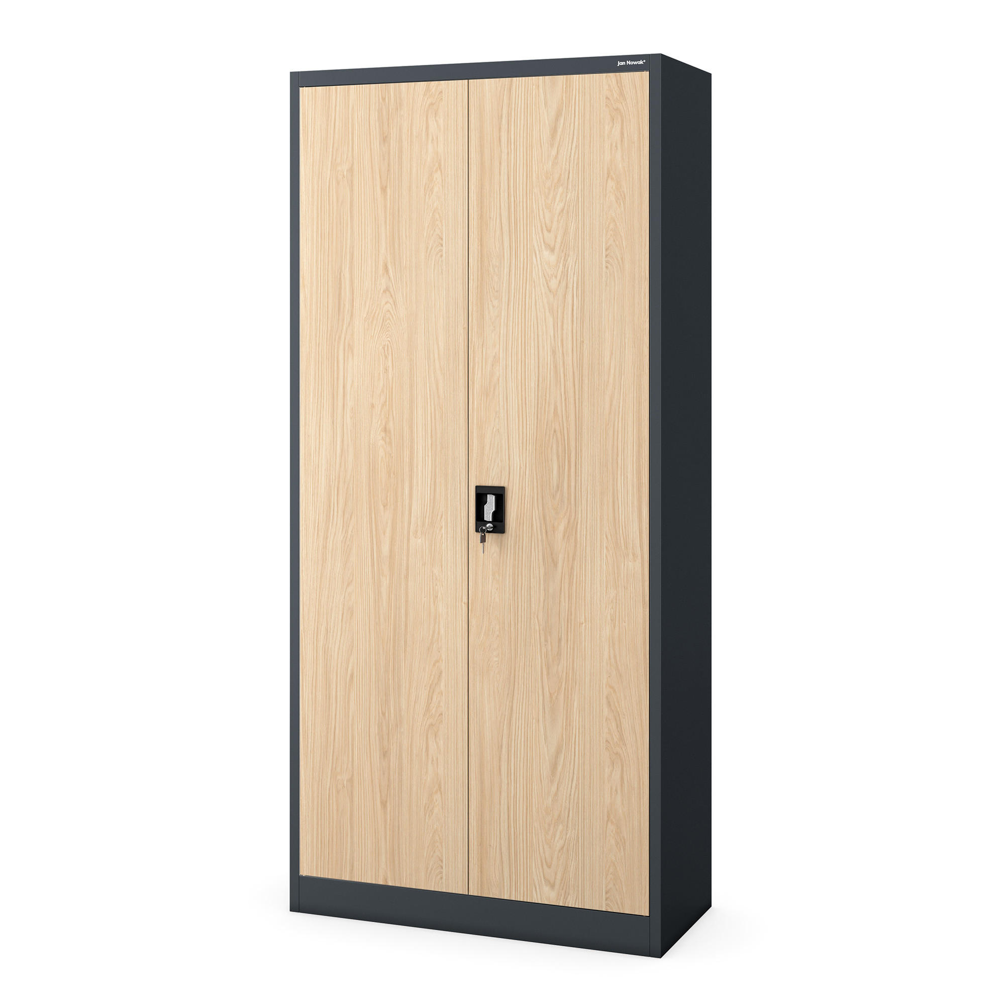 BÜRO-AKTENSCHRANK JAN H 195x90x40 cm - Anthrazit/Sonoma Eiche, Metall (90/195/40cm) - Jan Nowak