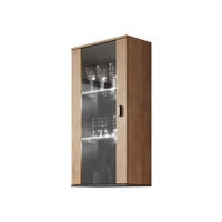 HÄNGEVITRINE Soho S02 mit blauer LED Beleuchtung - Eichefarben/Schwarz, Holzwerkstoff/Kunststoff (60/122/29cm) - MIRJAN24