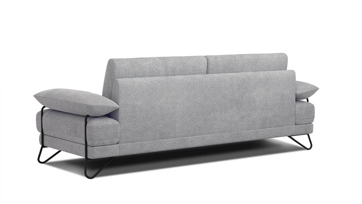 SOFA LORI 3-Sitzer, silberfarben - Silberfarben/Schwarz, Holzwerkstoff/Textil (245/87/96cm) - Courtois Laville