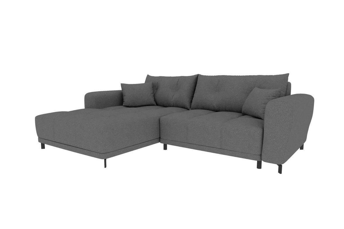 ECKSOFA Massimo Strukturstoff Anthrazit inkl. Schlaffunktion Links - Anthrazit/Schwarz, Textil/Metall (246/177cm) - 99rooms