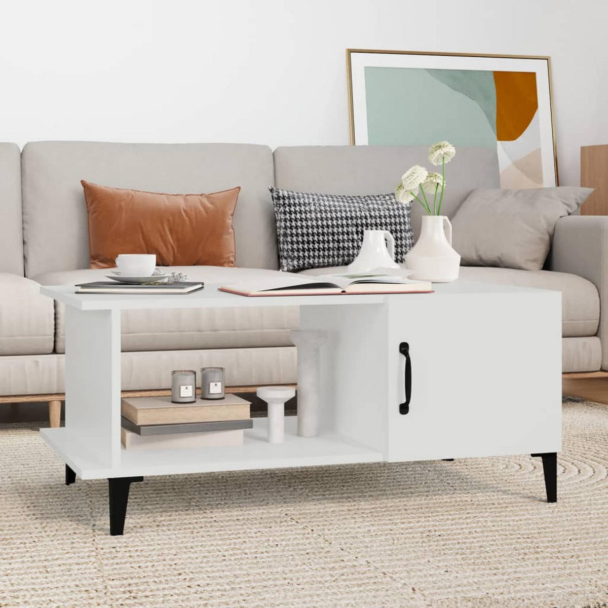COUCHTISCH Weiß 90x50x40 cm Holzwerkstoff - Weiß, Holzwerkstoff (90/50/40cm) - furnicato