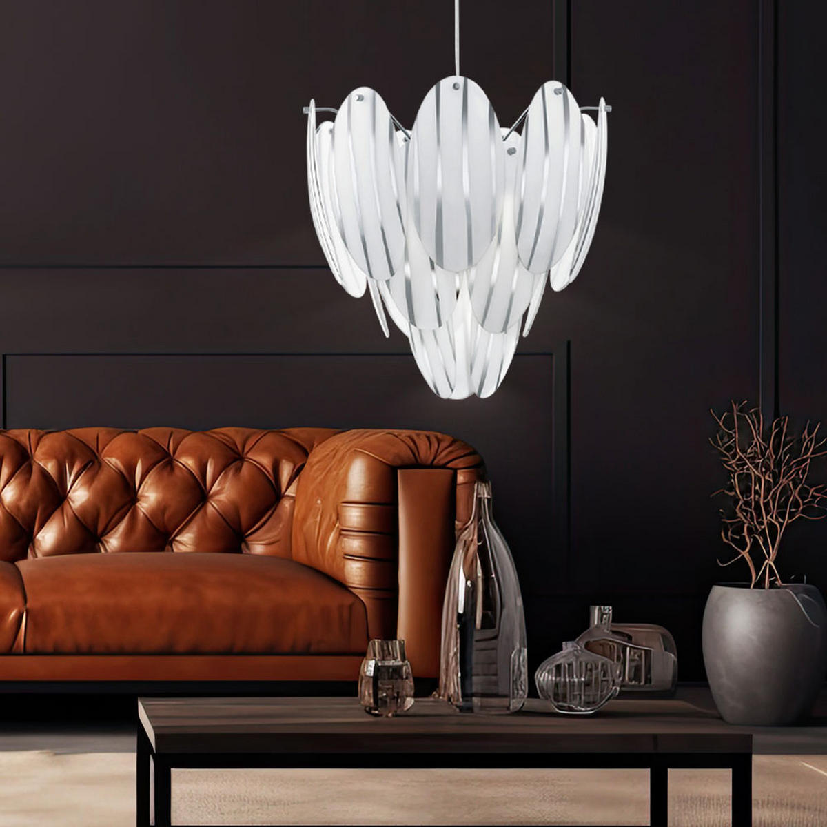 HÄNGELEUCHTE Glas Stahl Chrom Silber - Silberfarben, Glas (39/39/110cm)