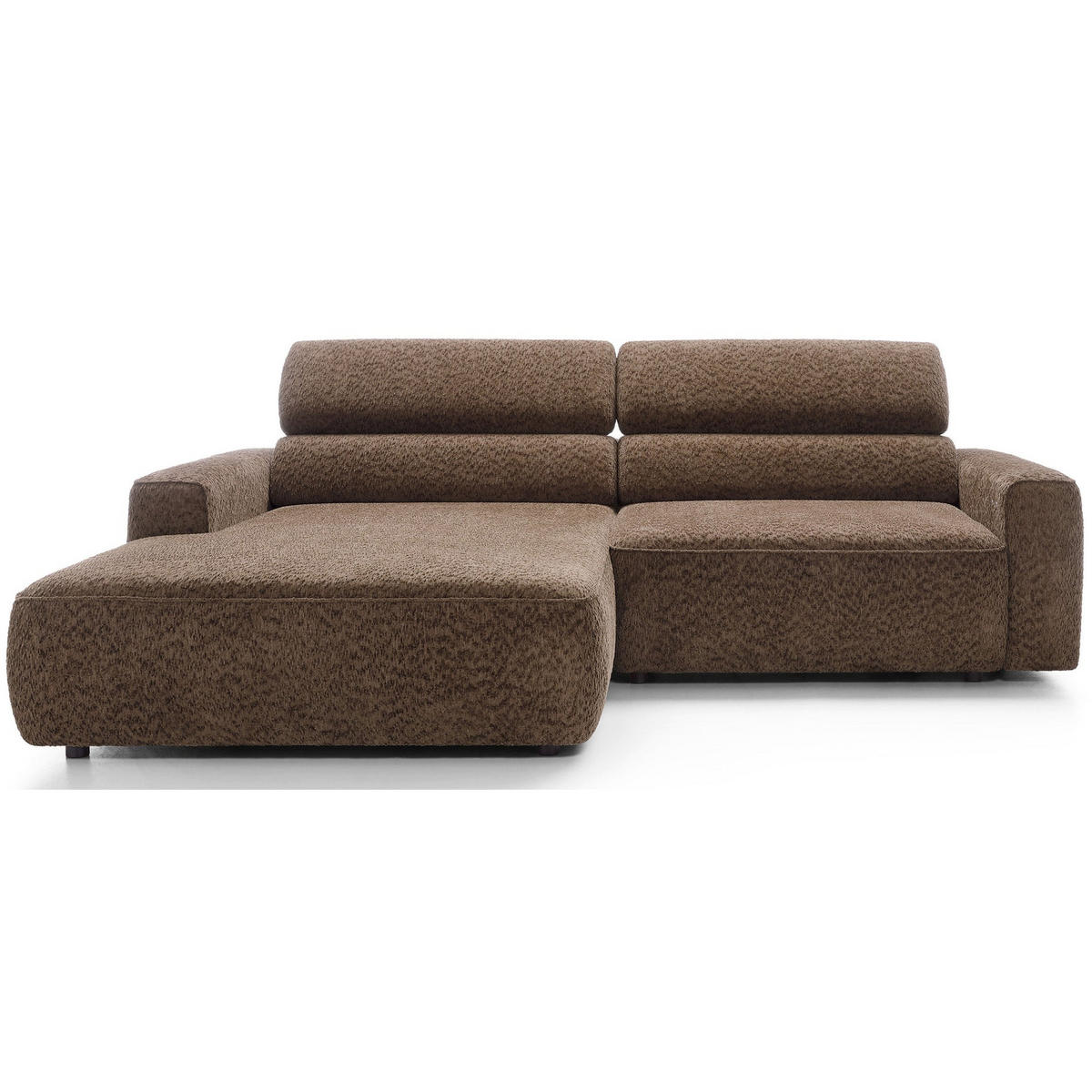 ROHOVÁ pohovka Fando s elektricky výsuvným sedákem, světle hnědý ženil, levá - černá/světle hnědá, textil/plast (252/182cm) - Selsey