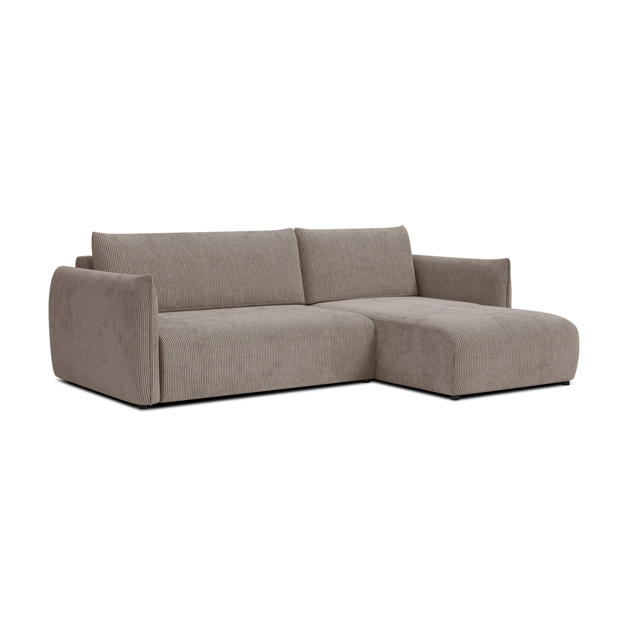 ECKSOFA TAUER 3-Sitzer links, taupe - Taupe/Schwarz, Holz/Textil (248/173cm) - Courtois Laville