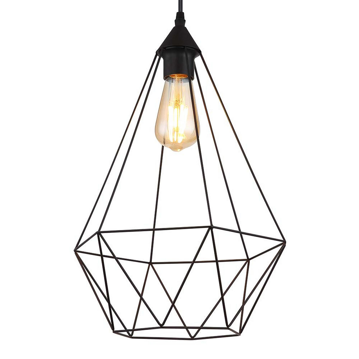 HÄNGELEUCHTE Metall Gitter Schwarz - Schwarz, Metall (30/30/120cm) - Globo Lighting