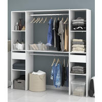 KLEIDERSCHRANK Combi 3 in Weiß von Parisot – Flexibler Stauraum in modernem Design – offenes Design - Weiß, Holzwerkstoff (80/200/120cm)