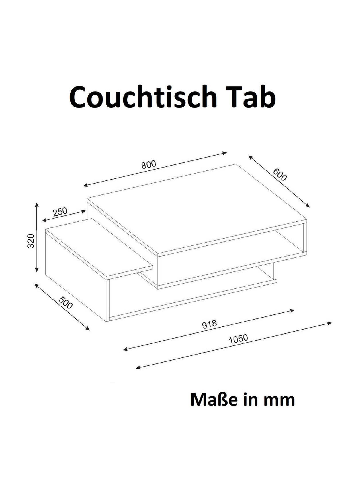 COUCHTISCH Tab Weiß Cordoba - Beige/Weiß, Holzwerkstoff (60/105/32cm) - moebel17