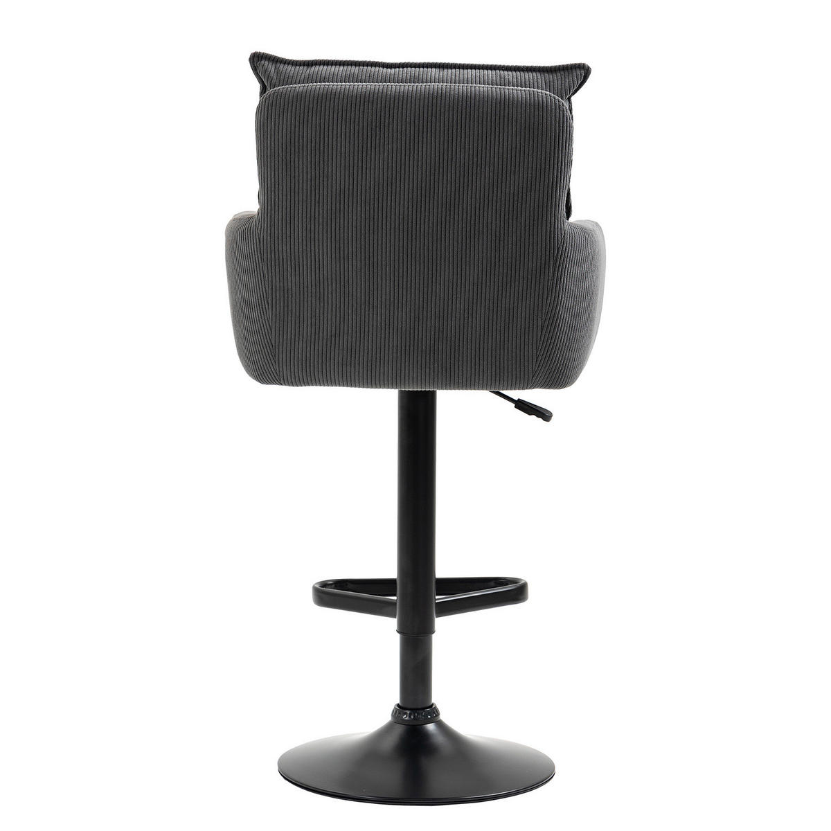 BARSTUHL - 2er-Set - Höhenverstellbar - Cord / Eisen - Anthrazit, Textil/Metall (54/98/58cm) - home24