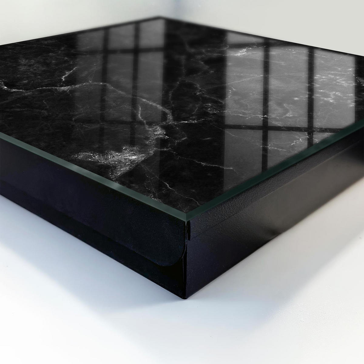 SCHLÜSSELBOX Schwarz 30x30 cm- Türöffnung nach rechts - Marmorabstraktion - Schwarz, Metall (30/30/5cm) - TULUP