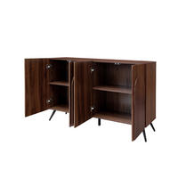 SIDEBOARD aus Holzwerkstoff 150x38x83 cm Walnussbraun mit verstellbaren Einlegeböden und 3D-Rillentüren im Mid-Century-Stil - Walnussfarben, Holzwerkstoff (150/83/38cm) - Modfu