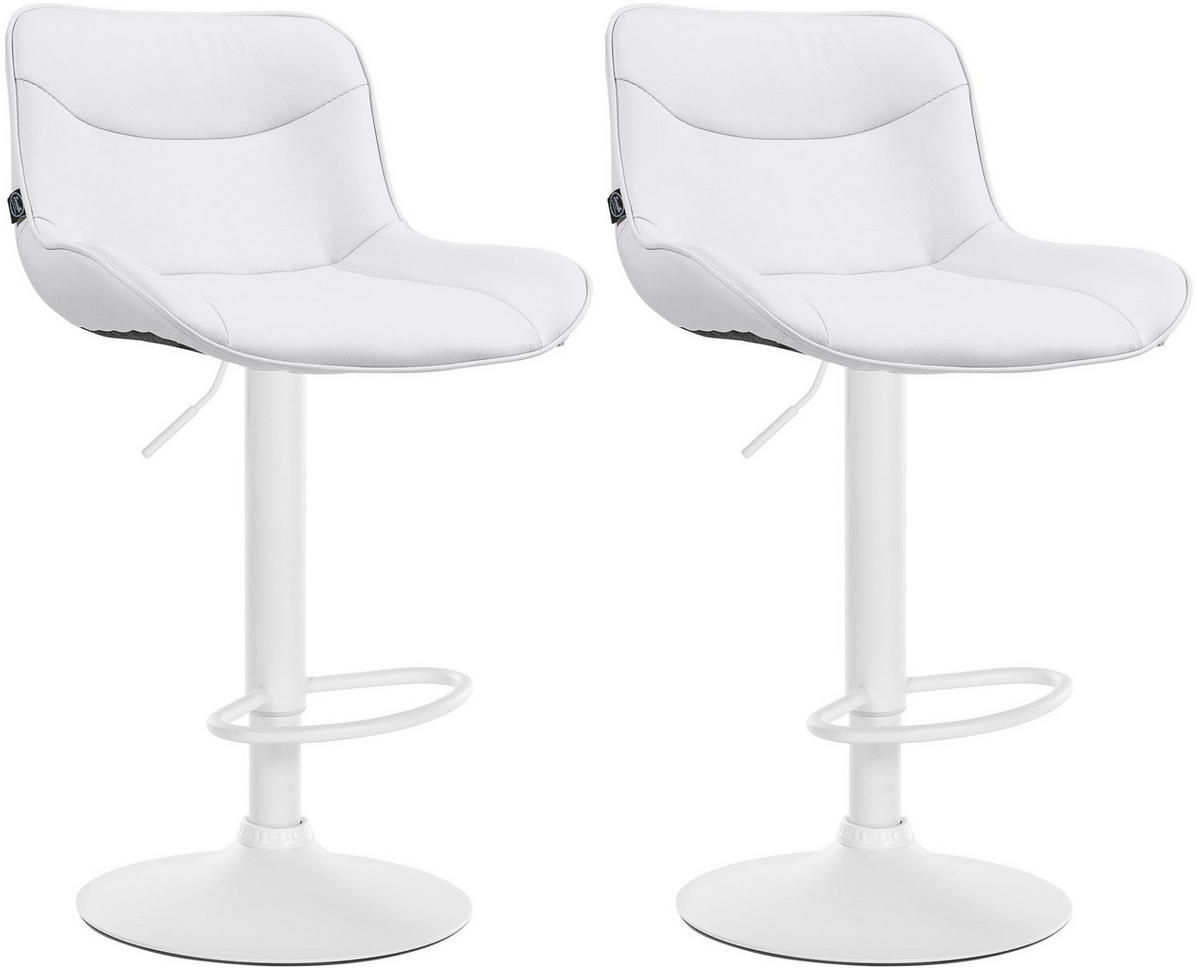 BARHOCKER 2er Set Lederlook weiß - Weiß, Textil/Metall (49/85/51cm) - CLP