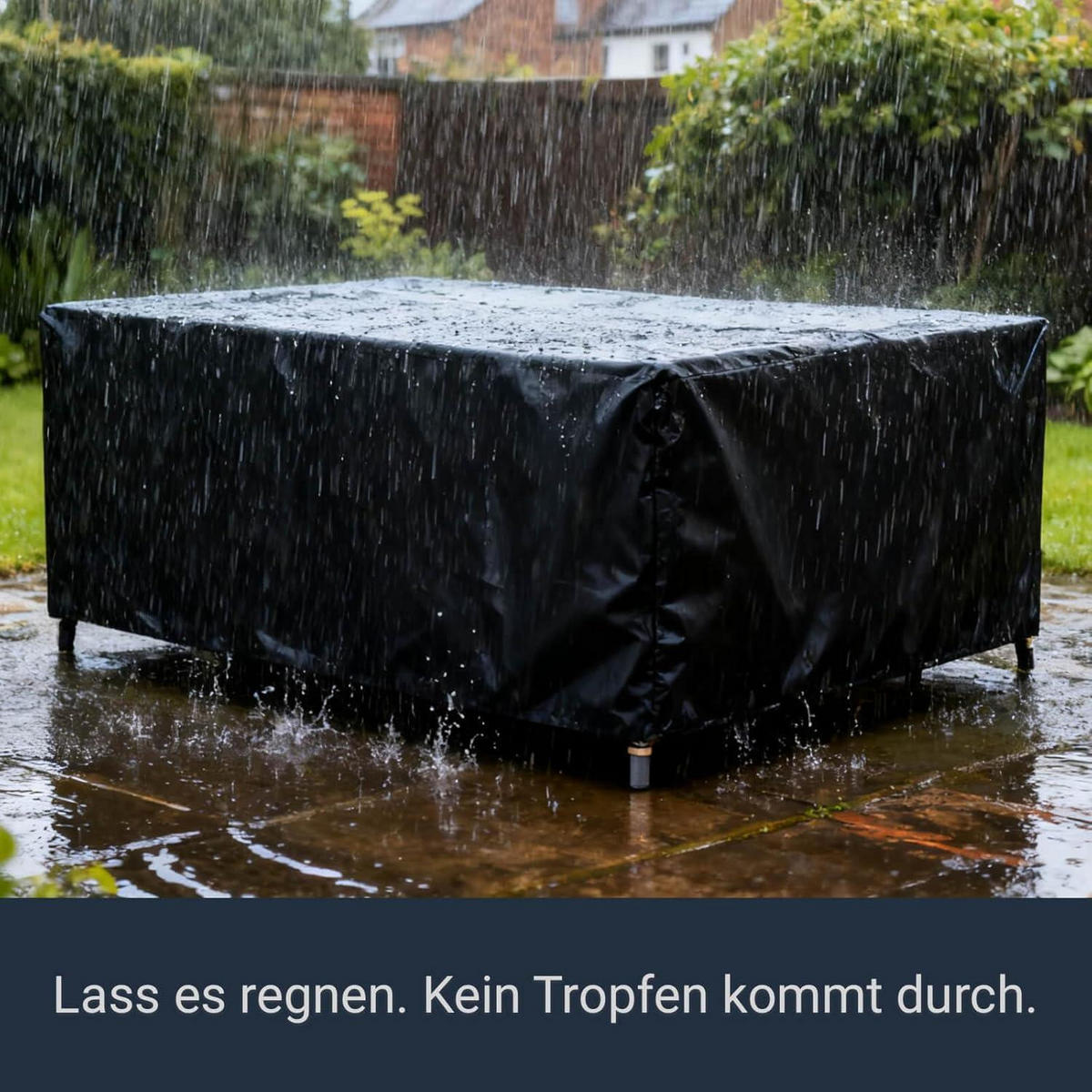 ABDECKHAUBE Gartenmöbel 150 x 120 x 71 cm Wasserdicht Schwerlast Kunststoff - Schwarz, Kunststoff (120/71/150cm)