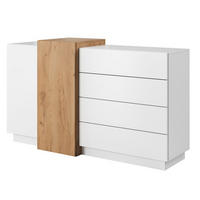 KOMMODE 3D weiß / Gold Craft Eiche 160cm / 45 cm / 93,5 cm - Eichefarben/Weiß, Holz/Holzwerkstoff (160/93/45cm) - Feldmann-Wohnen