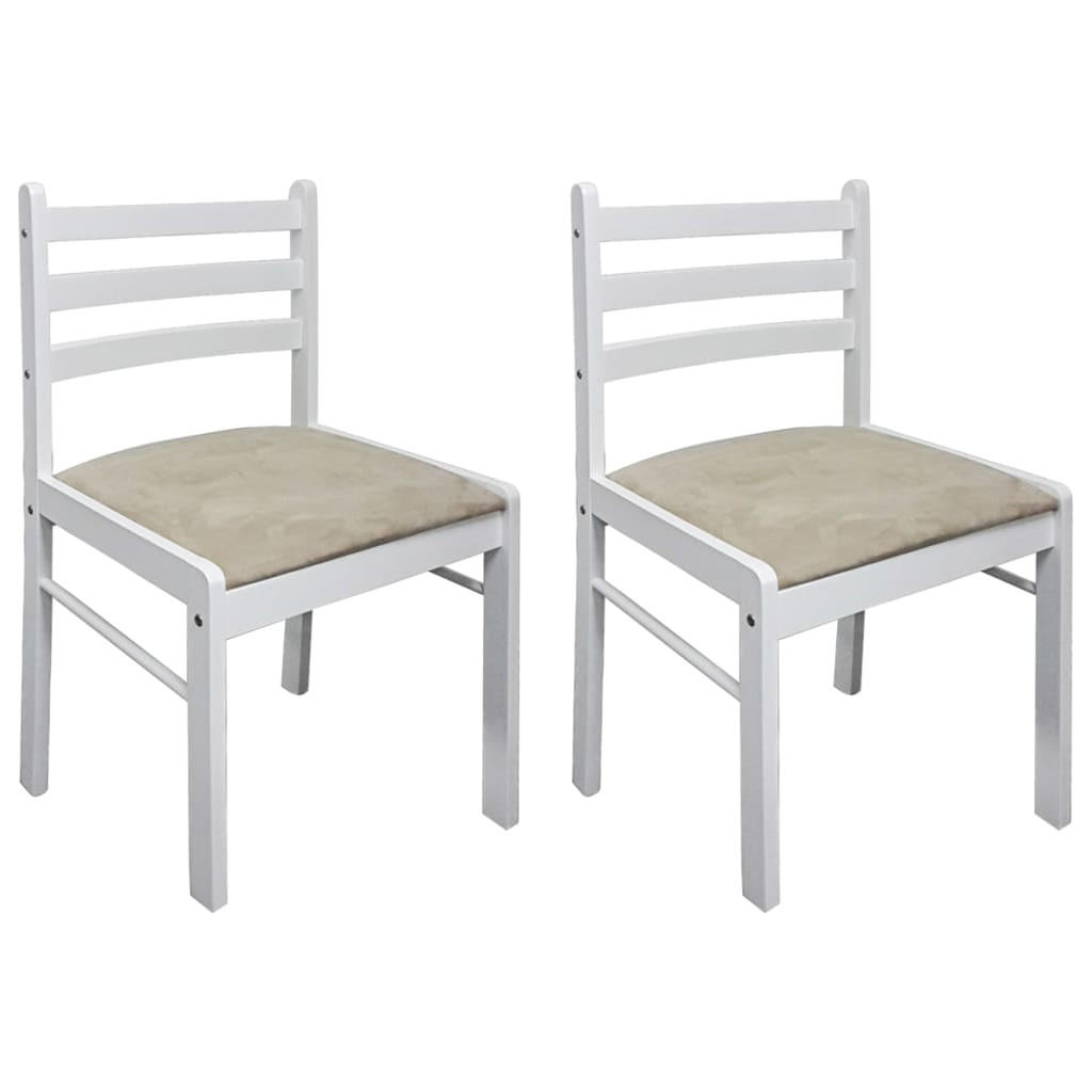 ESSZIMMERSTÜHLE 2 Stk. Weiß Massivholz Gummibaum und Samt 44*45*81cm - Weiß/Grau, Metall (44/81/45cm) - ZMH