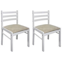 ESSZIMMERSTÜHLE 2 Stk. Weiß Massivholz Gummibaum und Samt 44*45*81cm - Weiß/Grau, Metall (44/81/45cm) - ZMH