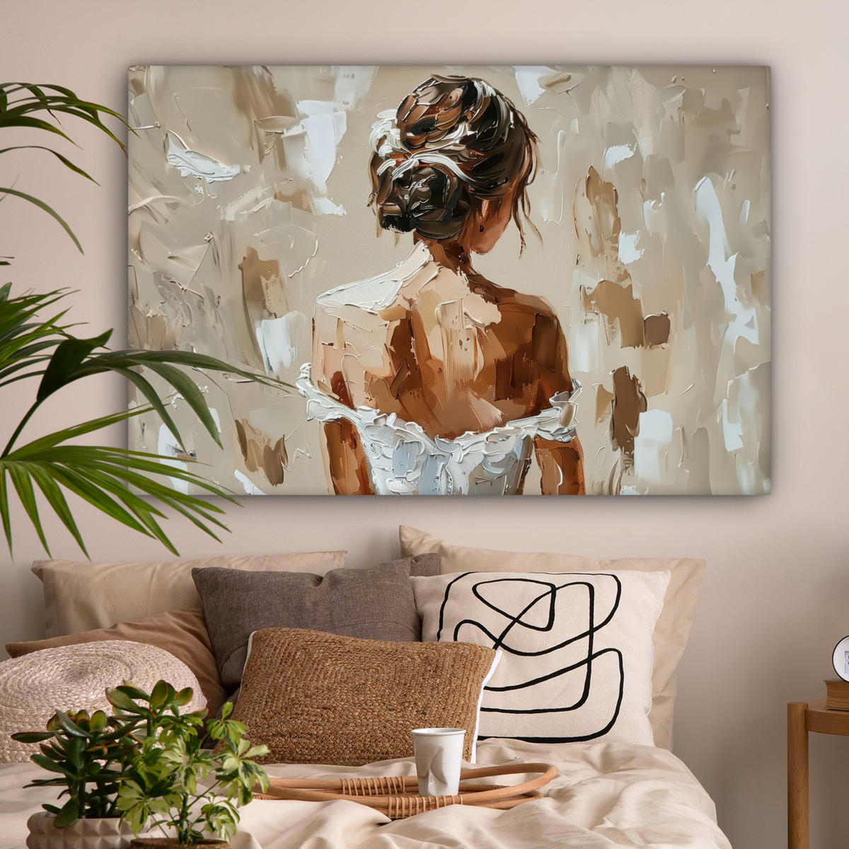 LEINWANDBILD - Frau - Farbe - Abstrakt - Beige - Modern - 120x80 - Kunstdruck - Sandfarben, Textil (120/80cm) - MuchoWow