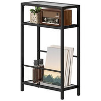 BEISTELLTISCH 40/18/62 cm schwarz aus Glas mit 3 Ablagen - Schwarz, Glas (40/18/62cm) - OKWISH